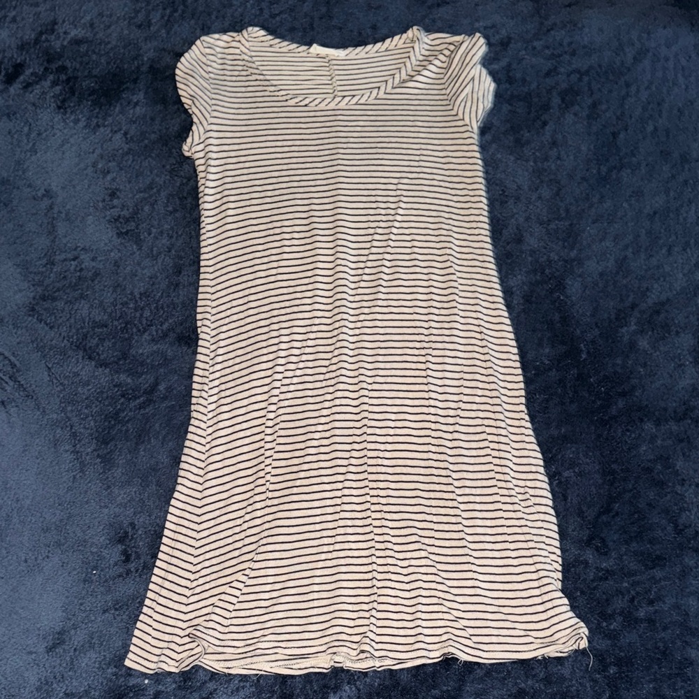 Olivia Rae Black and Cream Striped Mini Dress